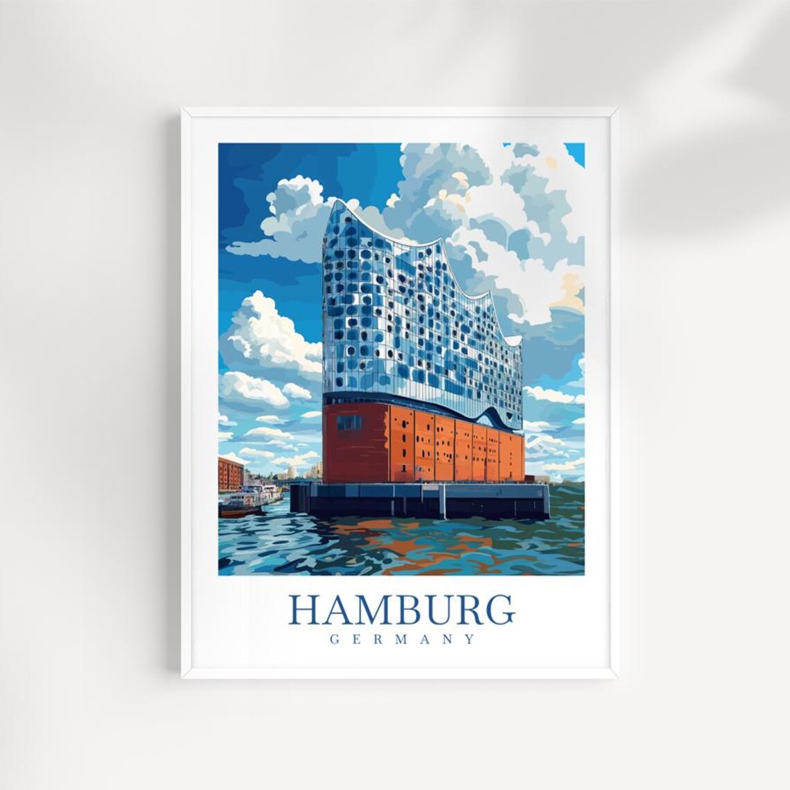 Hamburg Germany Travel Print Illustrated Cityscape Poster