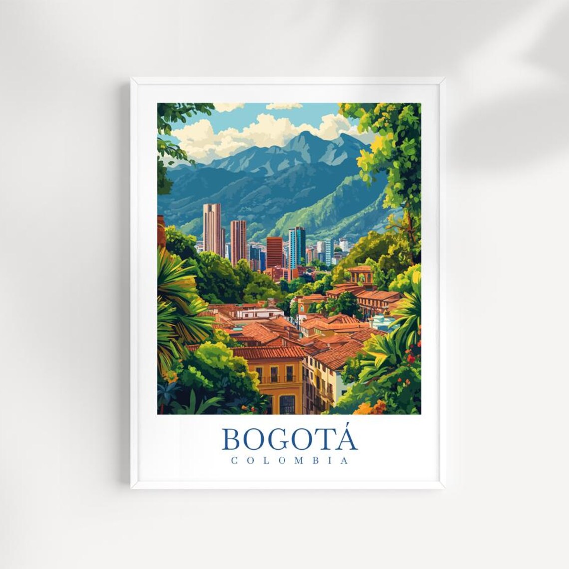 Bogota Colombia Skyline Red Roofs Andes Mountain City Travel Poster