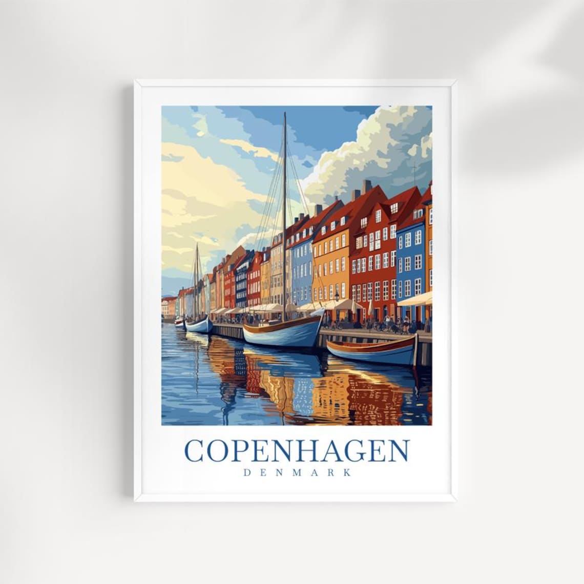 Copenhagen Nyhavn Colorful Danish Harbor Waterfront Scene Poster