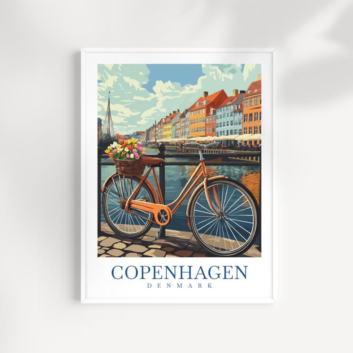 Copenhagen Art Print Illustrated Denmark Cityscape Scandinavian Decor