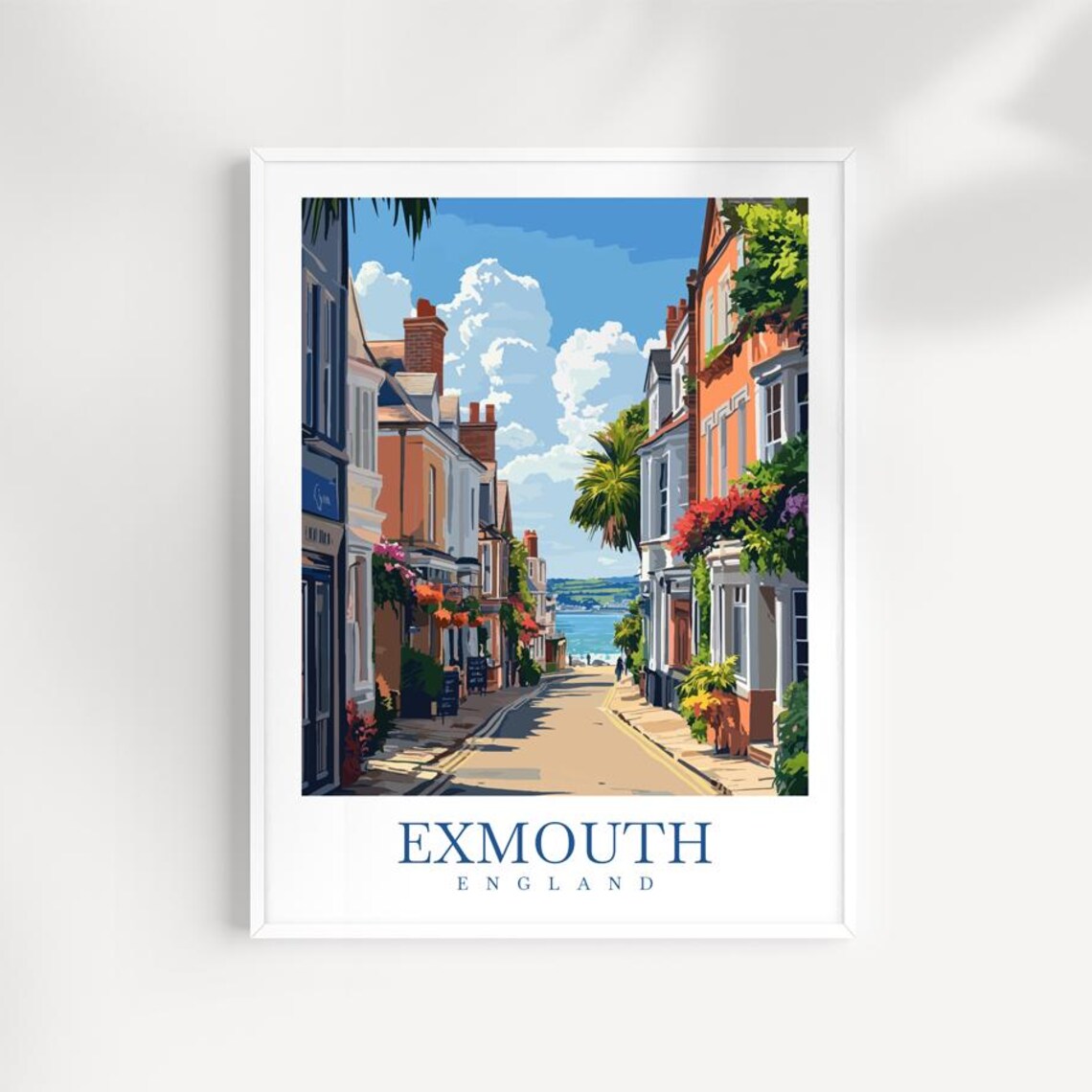 Exmouth England Charming Seaside Town Illustrated Travel Poster