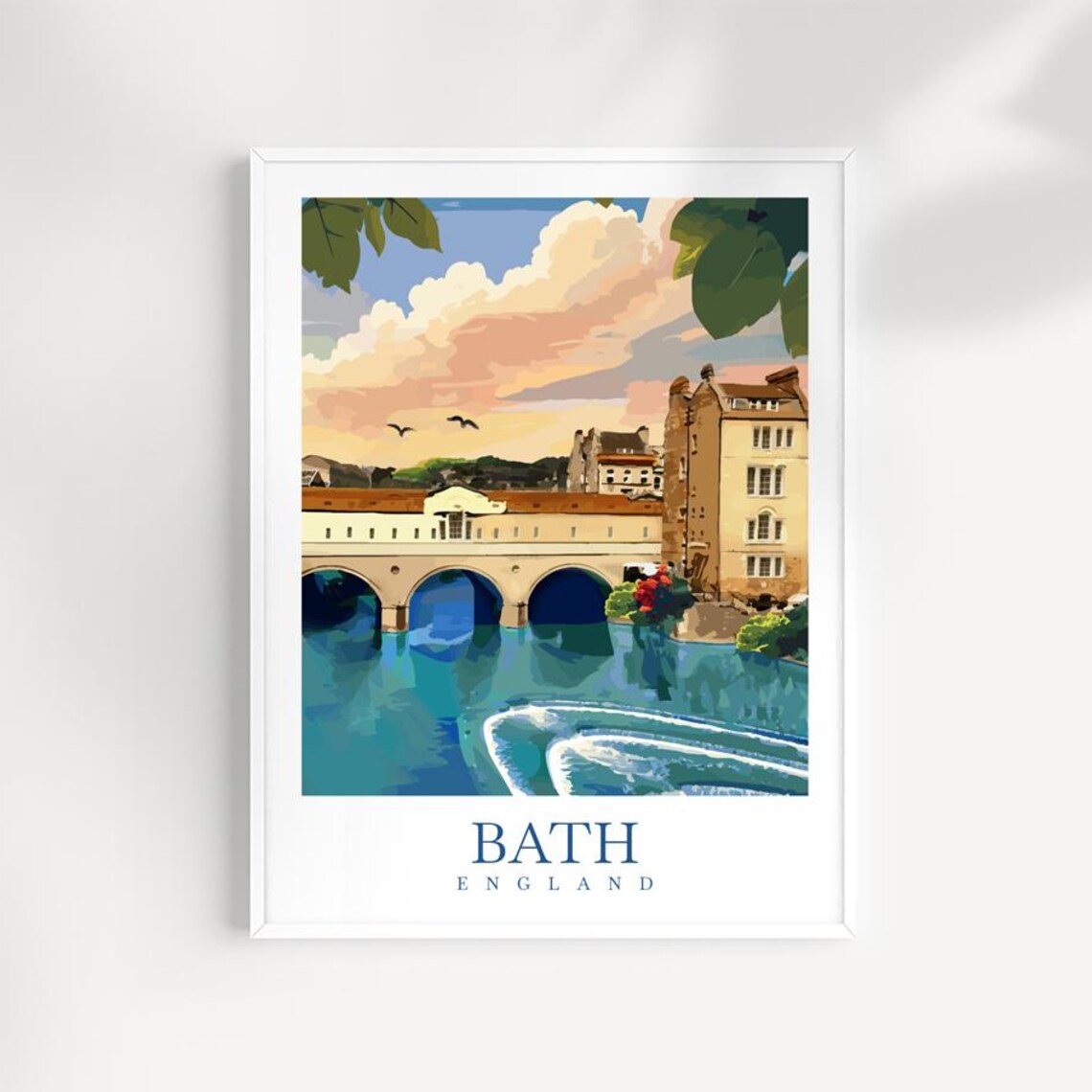 Bath England Art Print Illustrated Cityscape Georgian Architecture