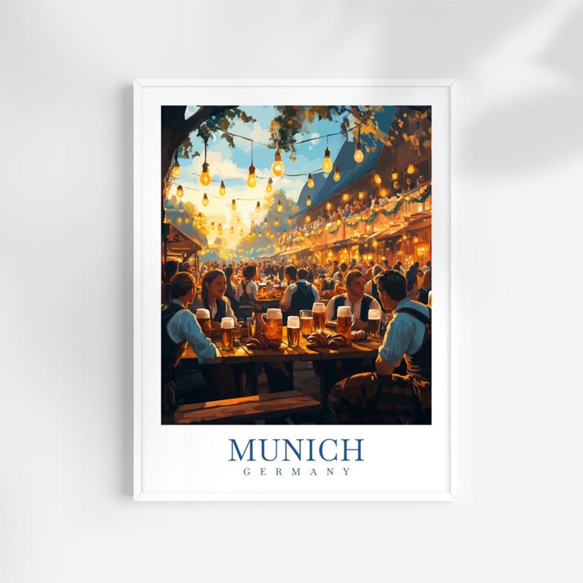 Munich Beer Festival Travel Poster, Bavarian Germany