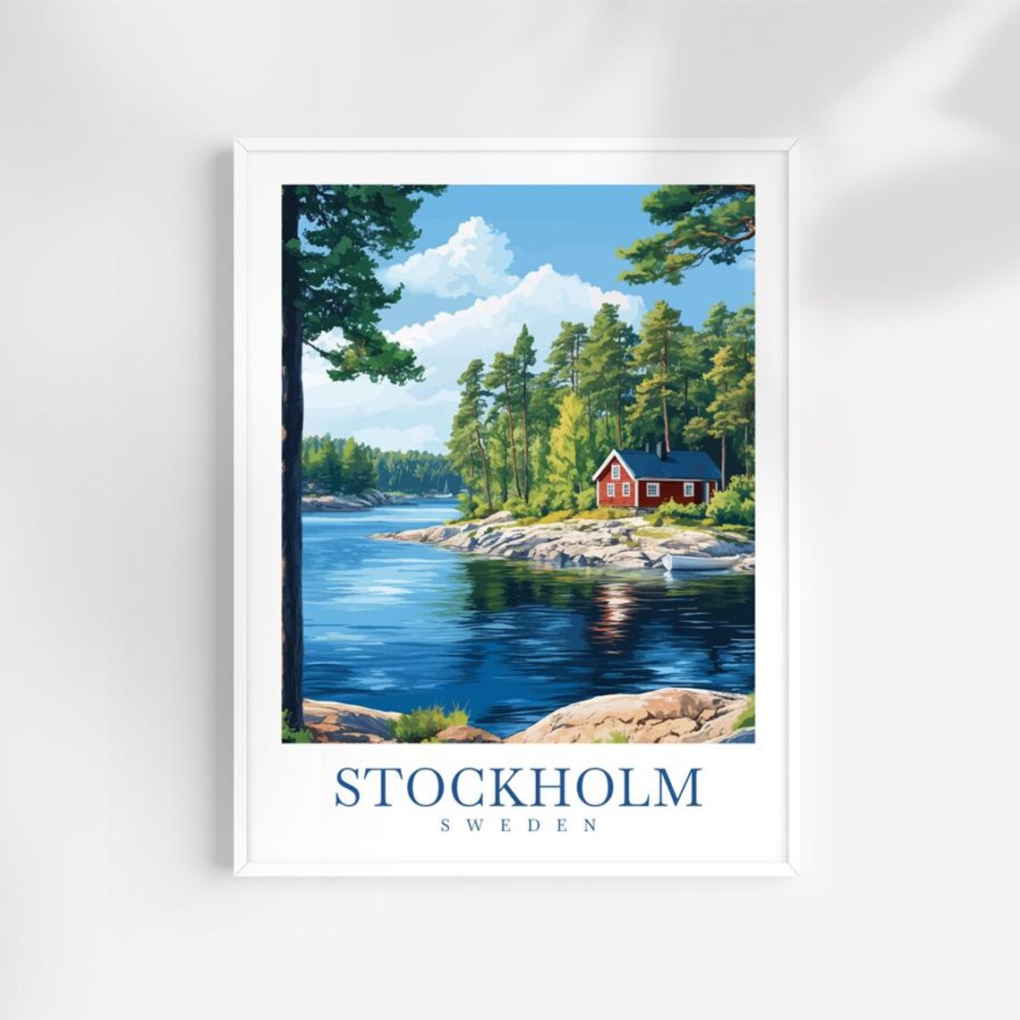 Stockholm Archipelago Illustrated Swedish Coastal Travel Poster