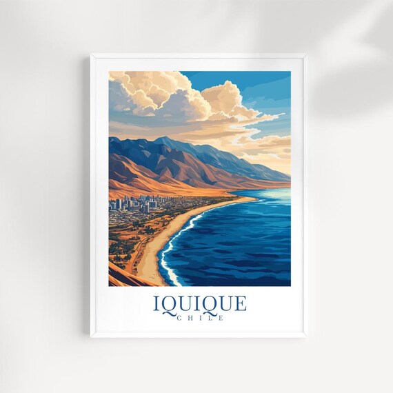 Iquique Chile Travel Poster Coastal Desert City Art Print