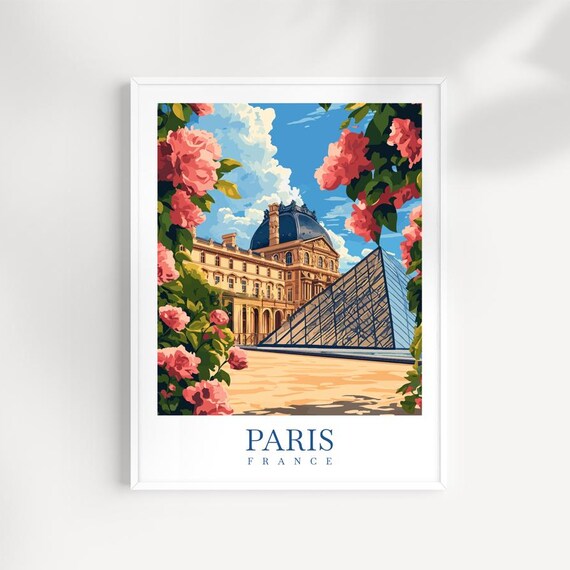 Paris Louvre Print Elegant French Architecture Travel Art