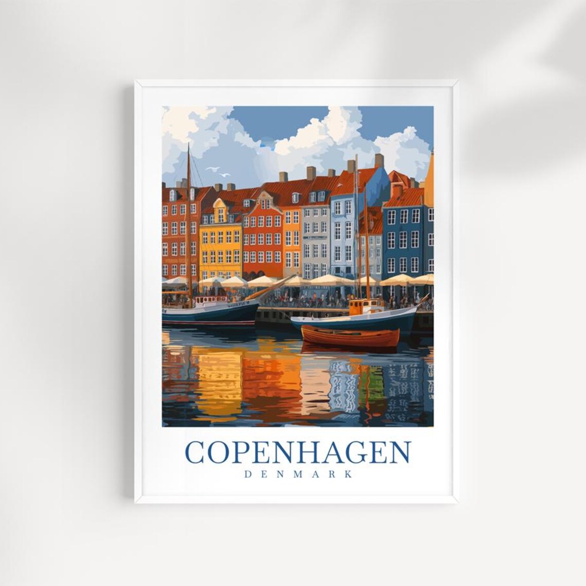 Copenhagen Denmark Nyhavn Colorful Harbor Houses Travel Poster