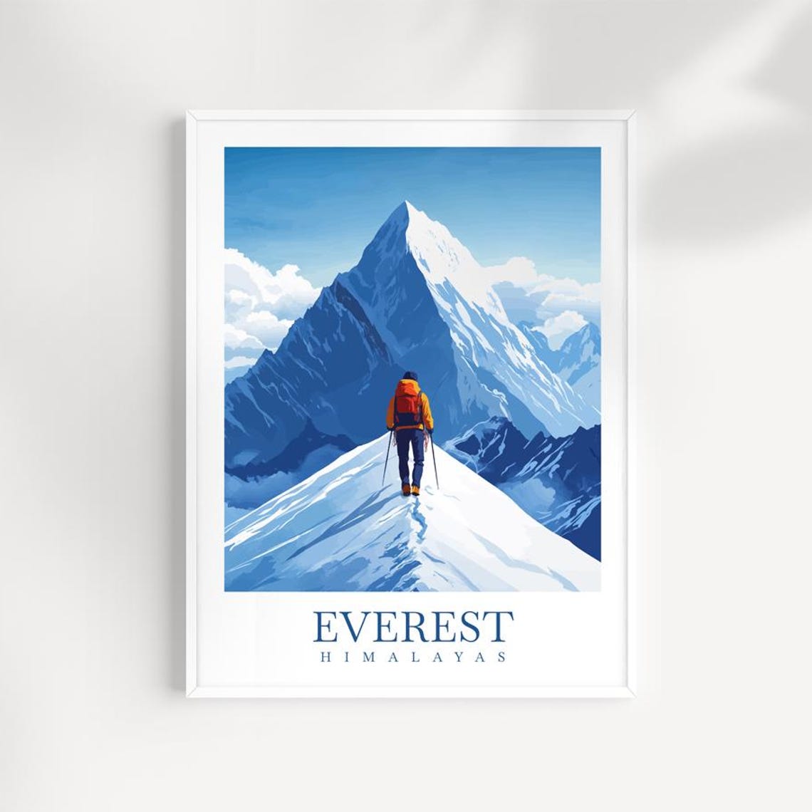 Mount Everest Himalayas Summit Climber Snow Peak Travel Art Poster