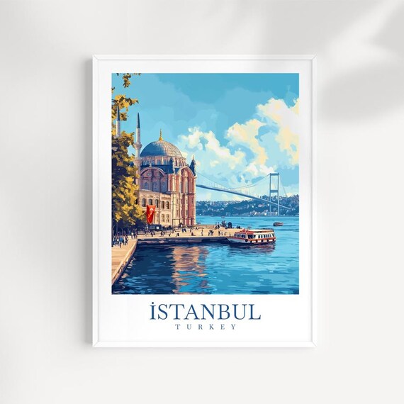 Istanbul Travel Print Illustrated Turkish Skyline Art