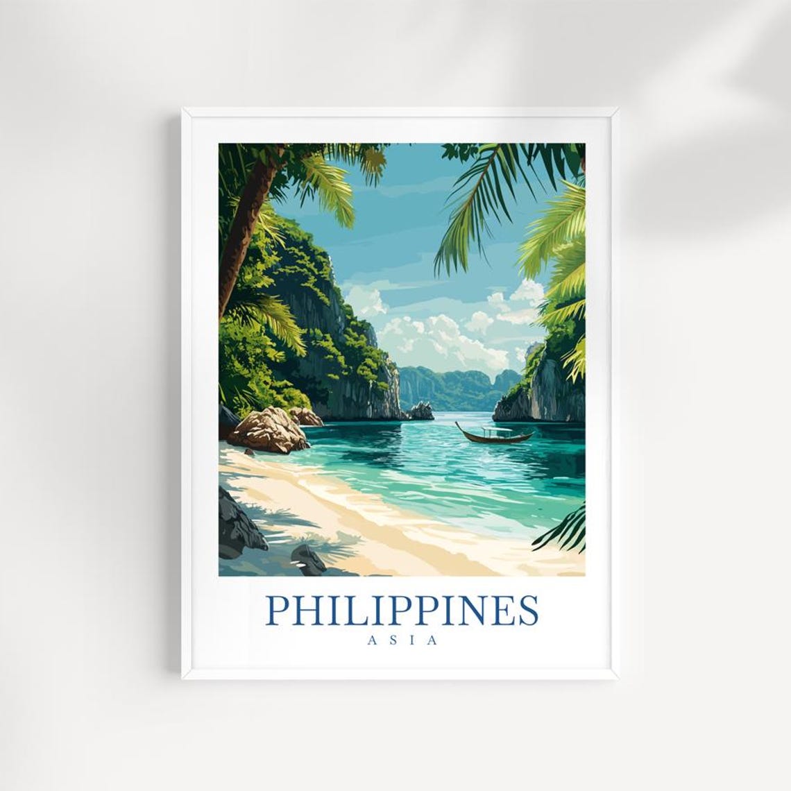 Philippines Tropical Island Beach Limestone Cliffs Art Poster