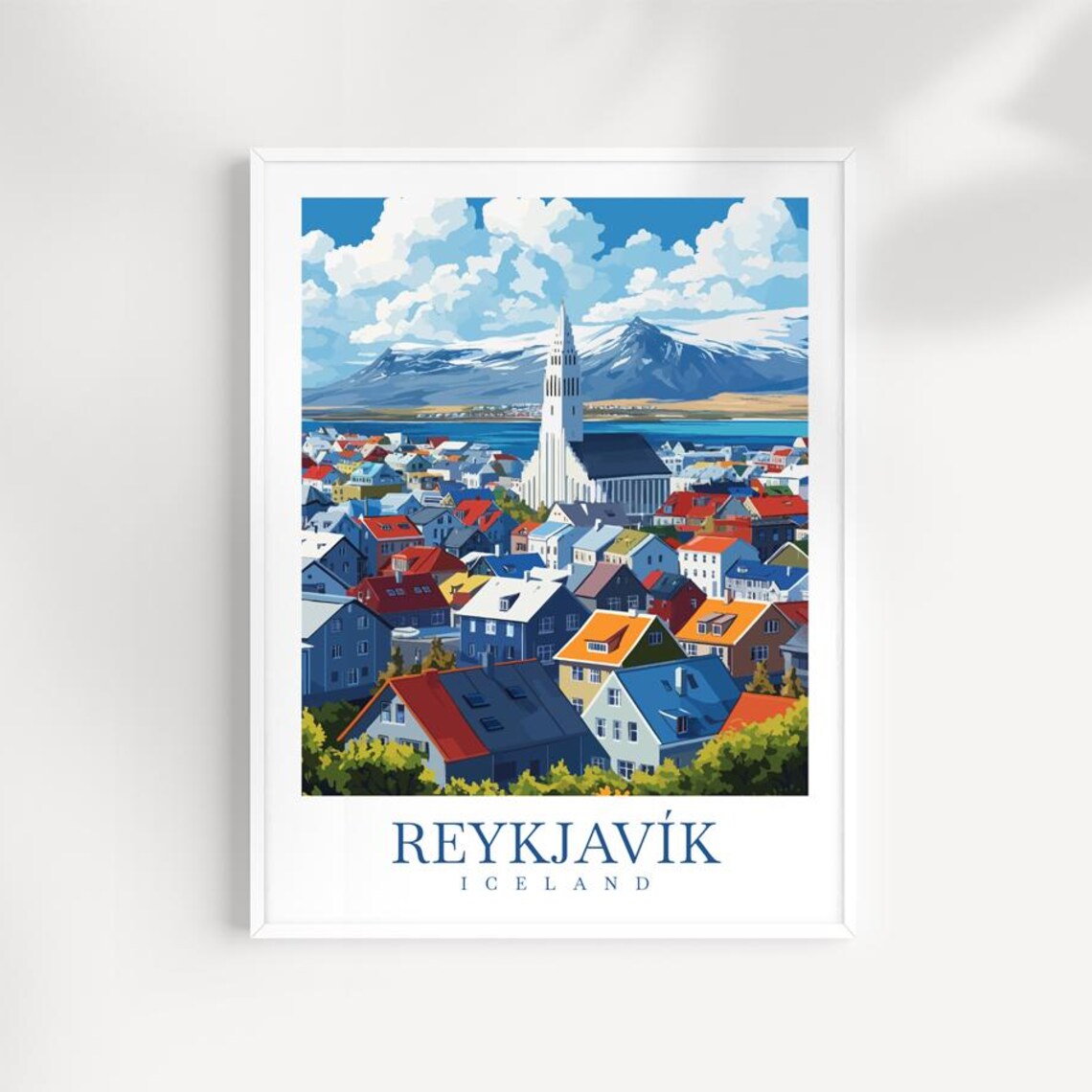 Reykjavik Iceland Hallgrimskirkja Church Cityscape Travel Poster Art