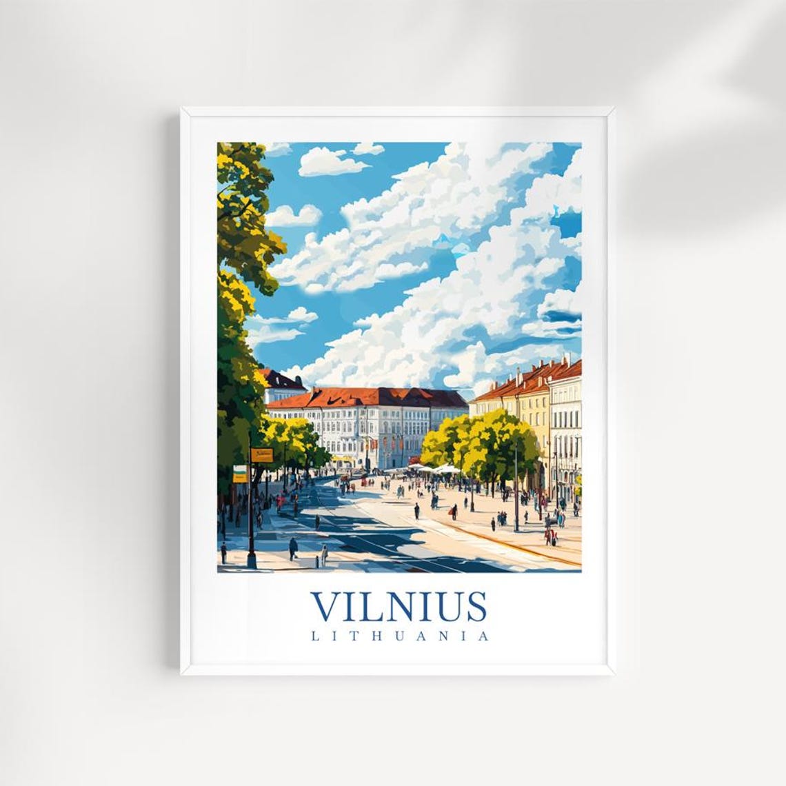 Vilnius Lithuania Grand Square Sunny Boulevard Travel Poster