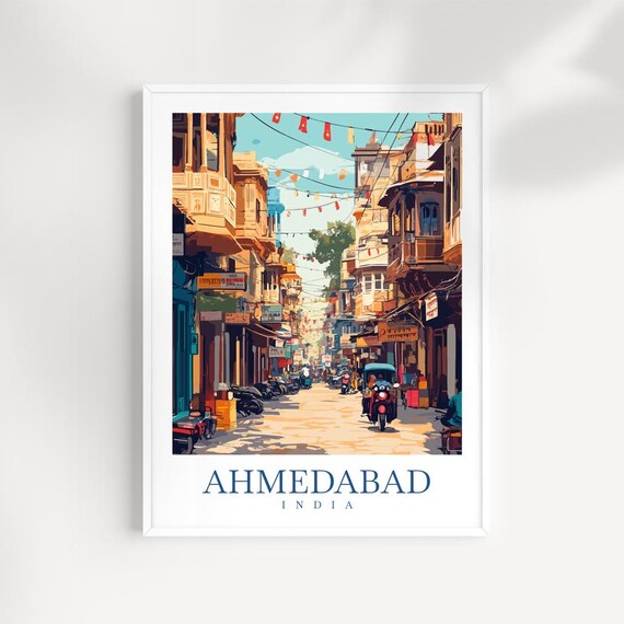 Ahmedabad India Travel Print Heritage Cityscape Art