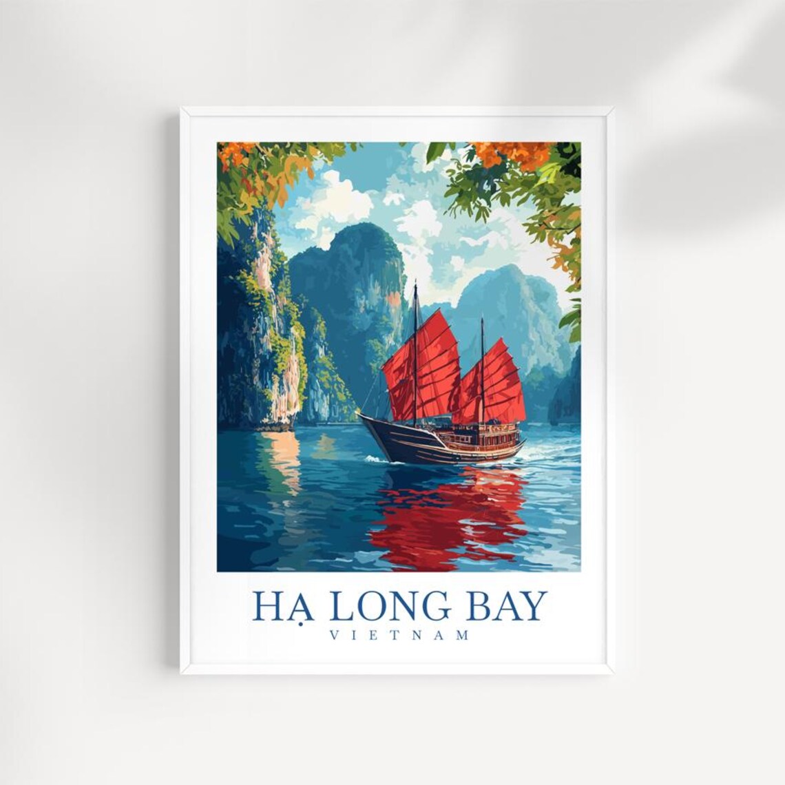 Ha Long Bay Vietnam Travel Poster, Asian Coast