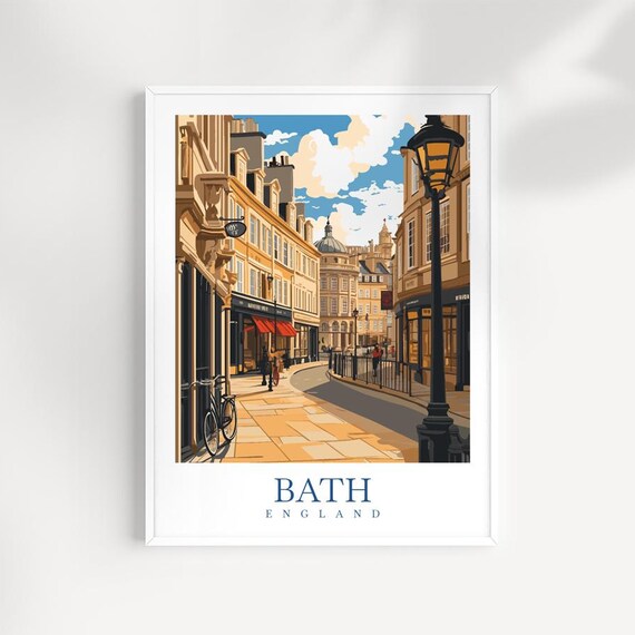 Bath England Art Print Illustrated Cityscape Georgian Architecture