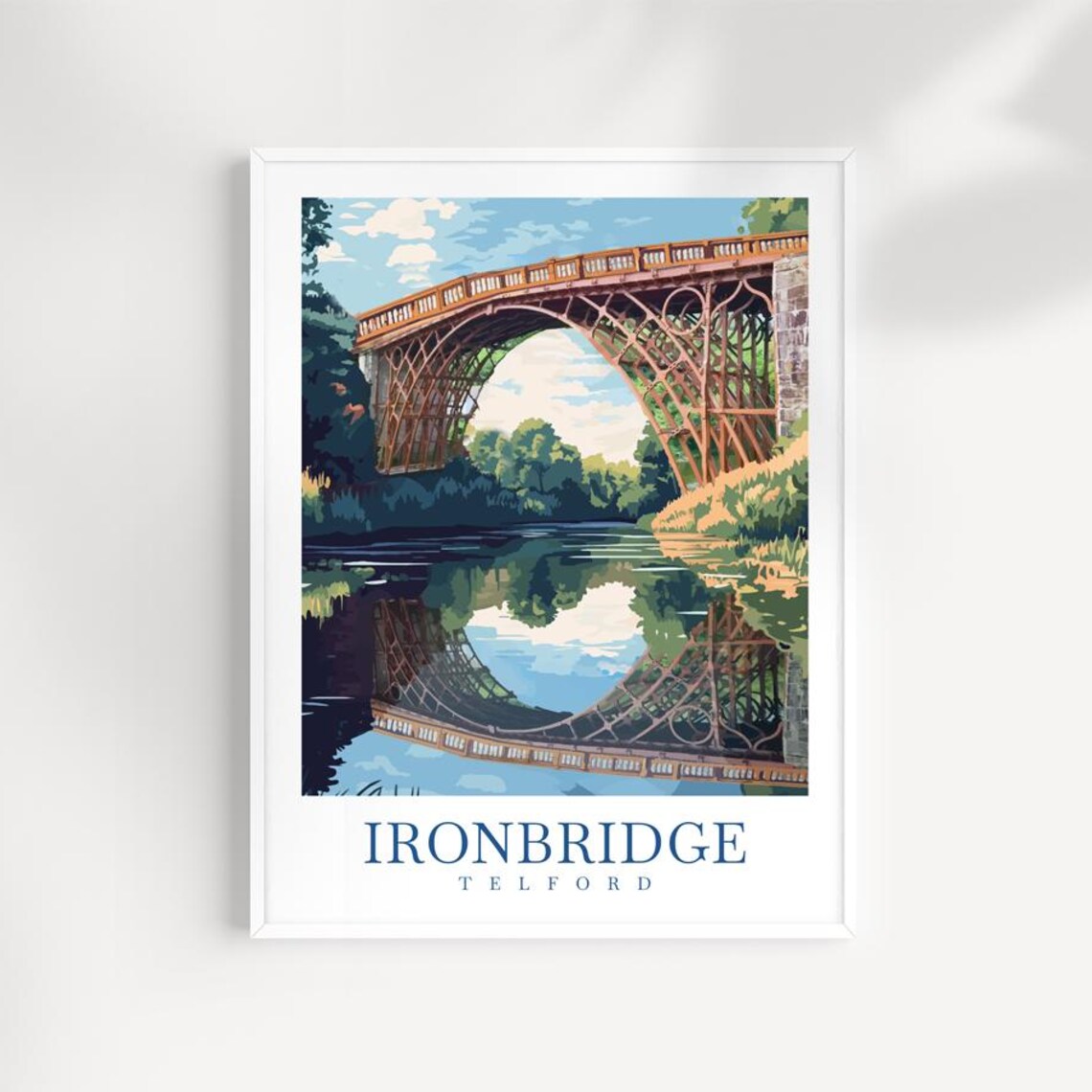 Ironbridge Telford Iron Bridge River Reflection Heritage Travel Poster