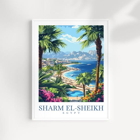 Sharm El Sheikh Egypt Travel Print Red Sea Desert Coast Art