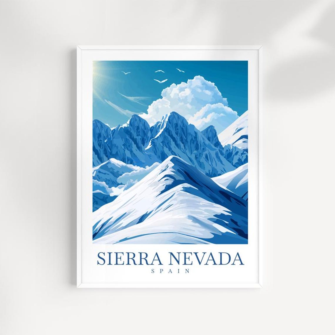 Sierra Nevada Spain Snowy Peaks Winter Mountain Travel Poster