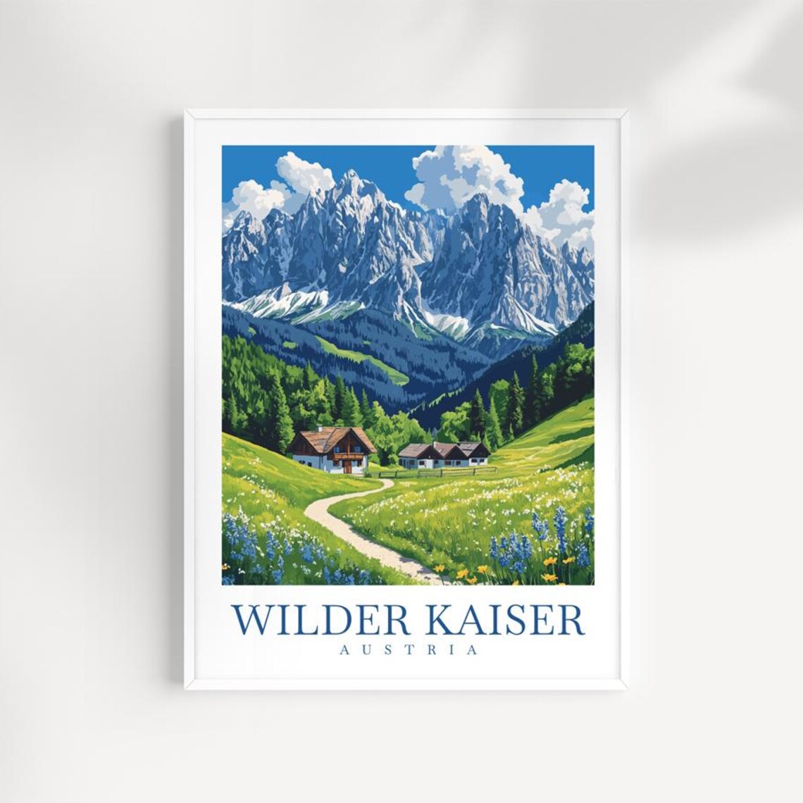 Wilder Kaiser Austria Illustrated Mountain Landscape Art Print