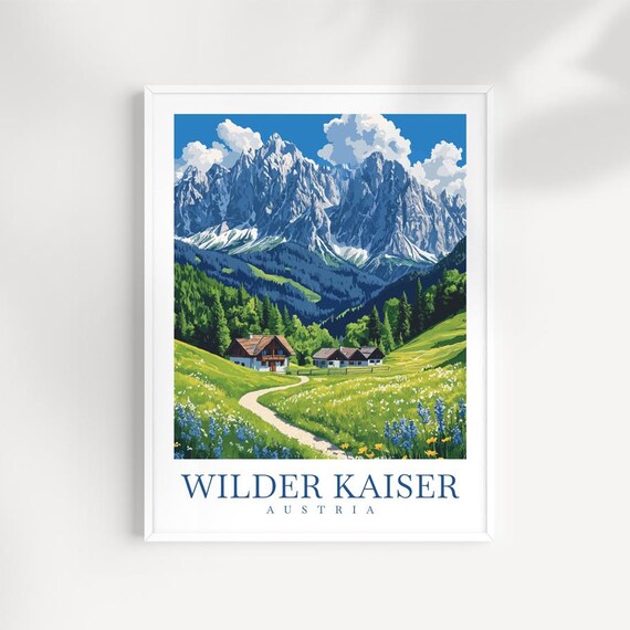 Wilder Kaiser Austria Illustrated Mountain Landscape Art Print