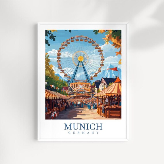 Munich Beer Festival Art Print Bavarian Germany Travel Poster