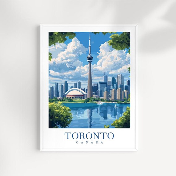 Toronto Skyline Print Illustrated Cityscape Wall Art