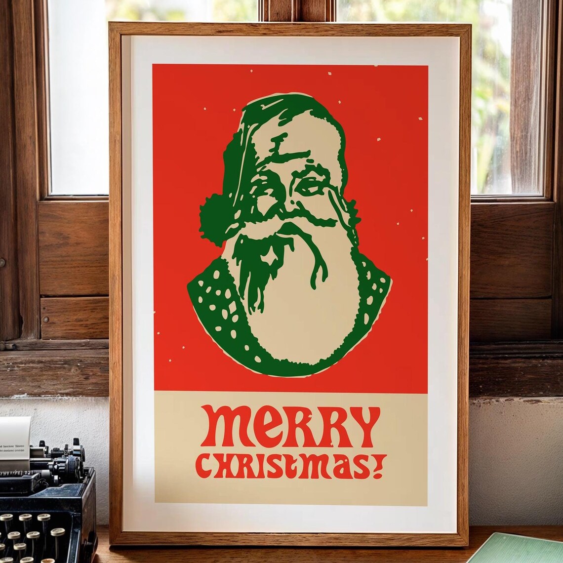 Retro Santa Print, Christmas Kitchen Wall Art