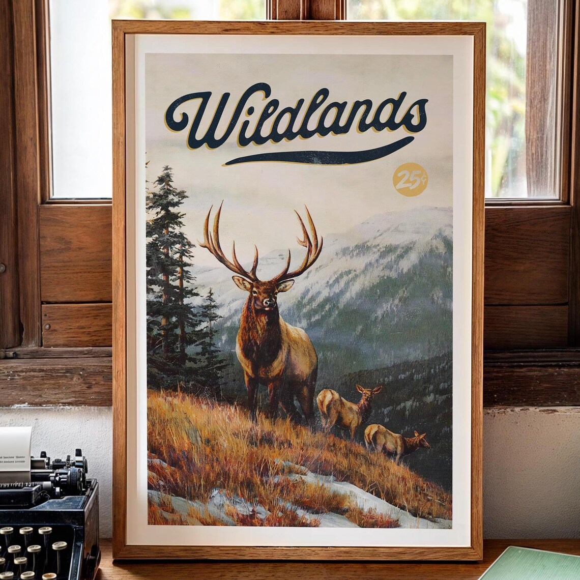 Deer Hunting Retro Art Print, Hunting Wall Decor