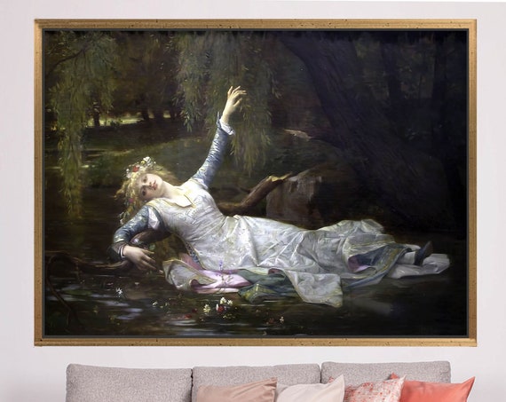 Ophelia Woman Portrait Art Print, Cabanel-Inspired