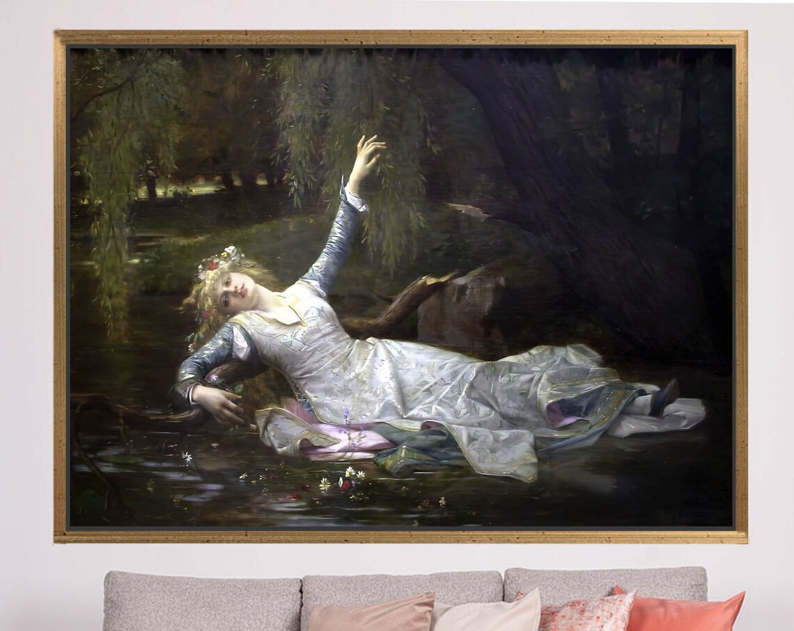 Ophelia Woman Portrait Art Print, Cabanel-Inspired