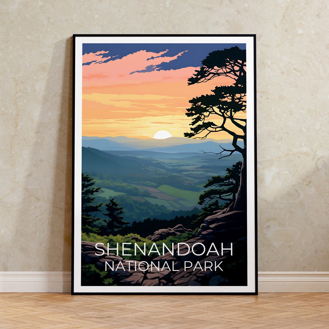Shenandoah Travel Poster, Virginia Nature Landscape
