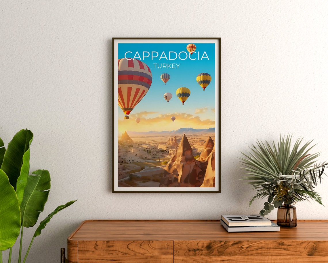 Cappadocia Turkey Hot Air Balloons Over Fairy Chimneys Travel Poster - Image 3