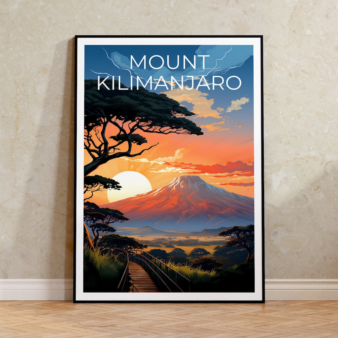 Mount Kilimanjaro Tanzania Sunrise Acacia Savannah View Poster