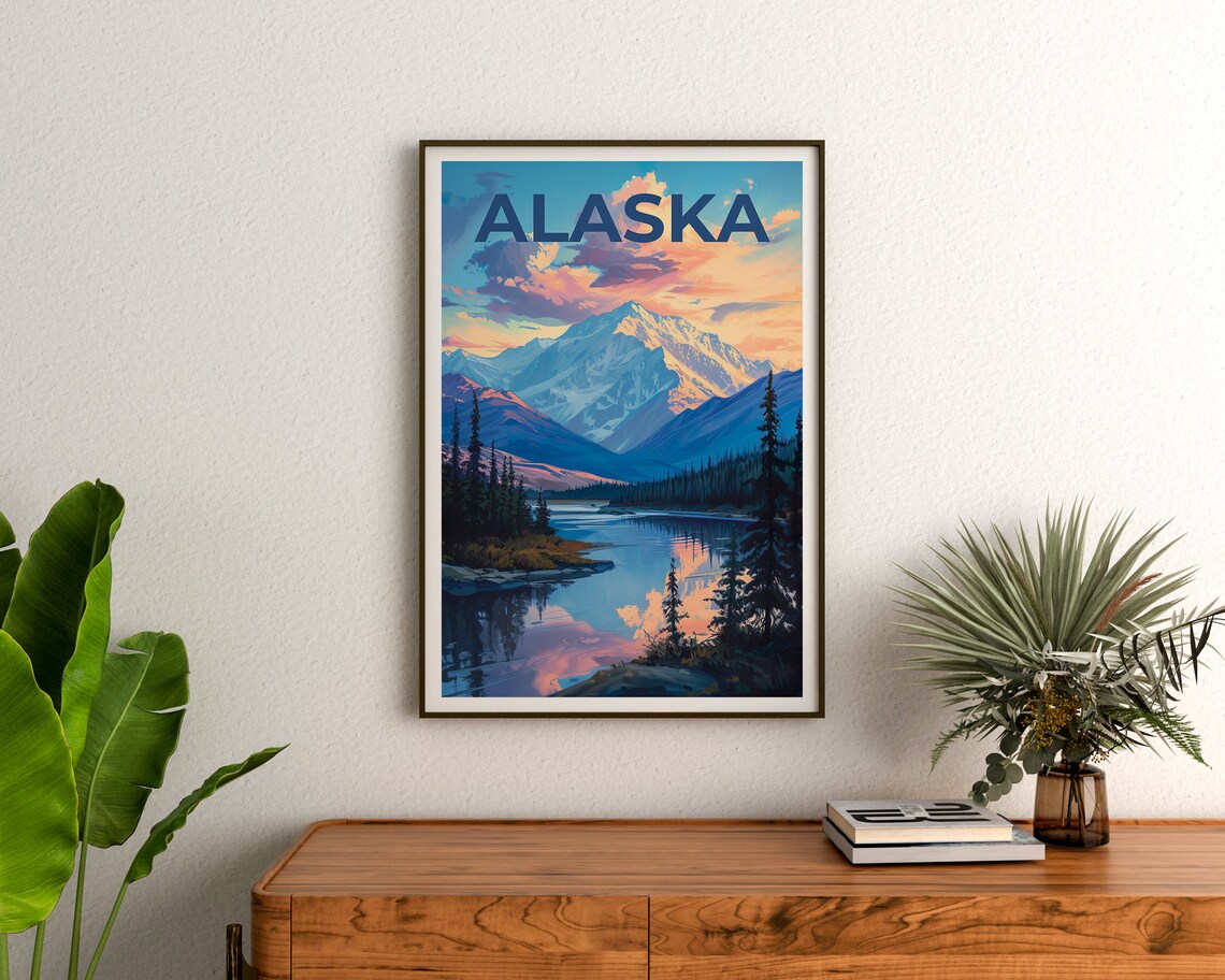Alaska Travel Poster, Mountain Wall Art Print - Image 3