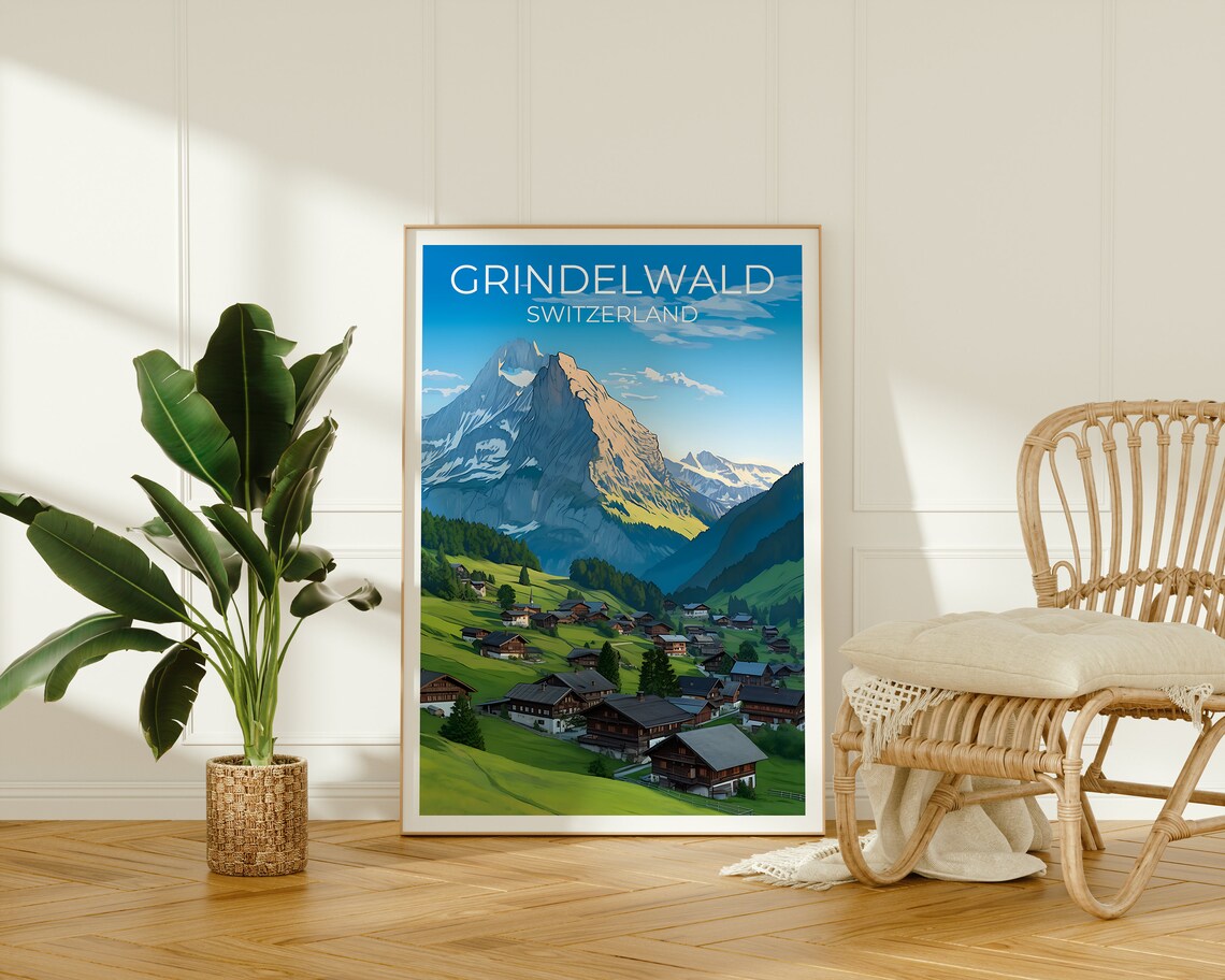 Grindelwald Travel Poster, Swiss Alps Wall Art Print - Image 2