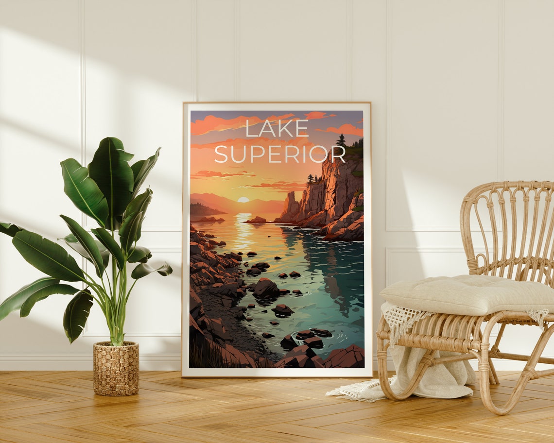 Lake Superior Poster Lake Superior Art Great Lakes Poster Great Lakes Art - Image 2