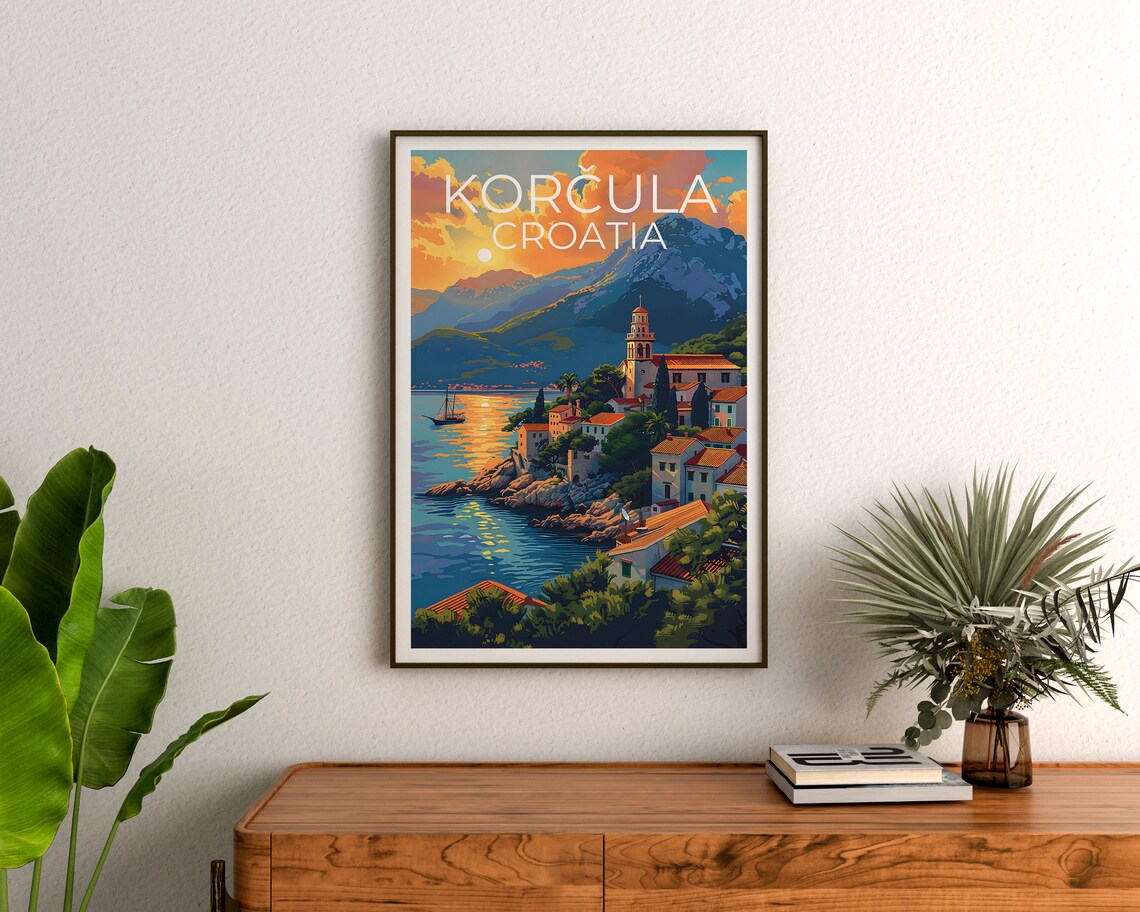 Korcula, Croatia Travel Poster, Europe Room Decor - Image 3