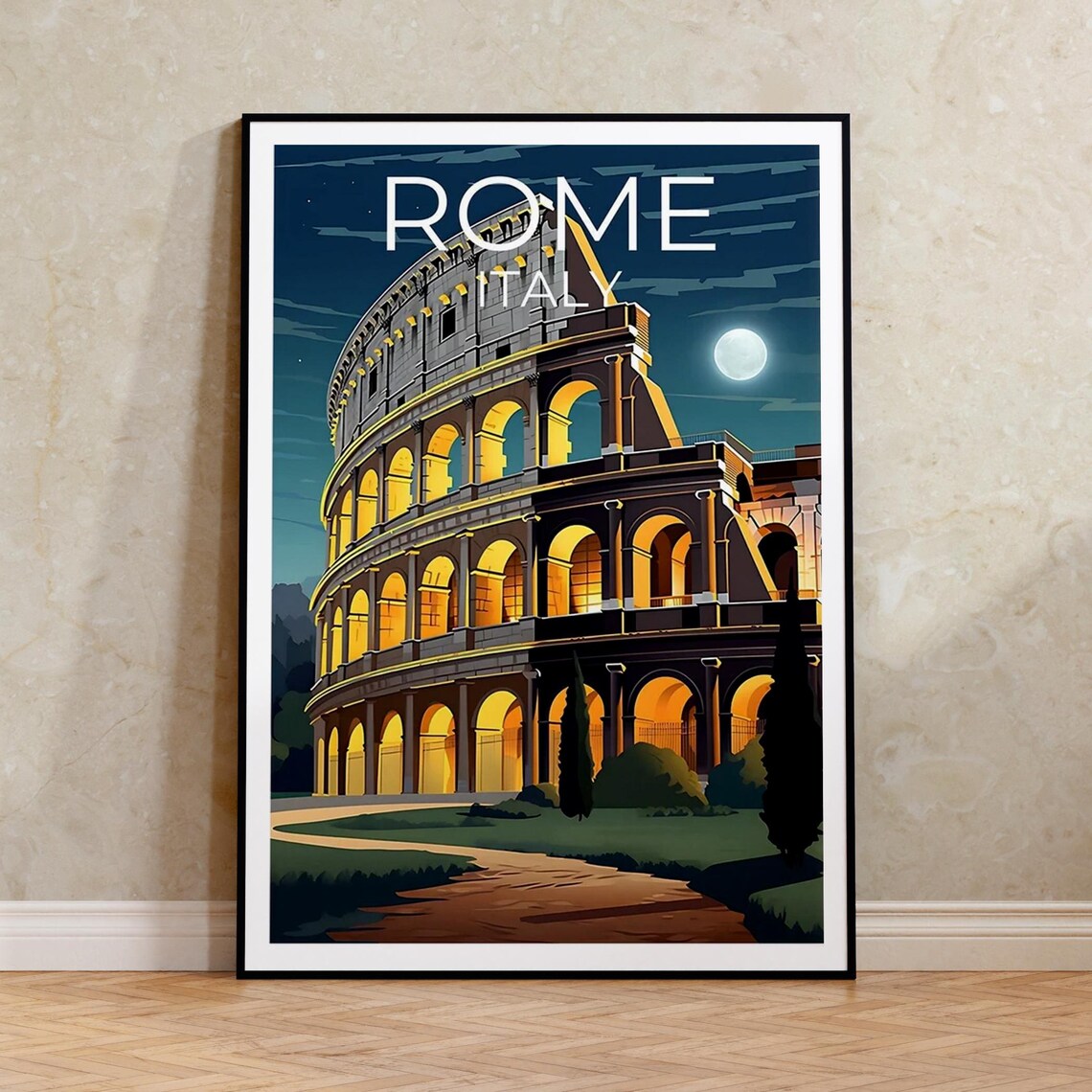 Rome Travel Poster, Colosseum City Print
