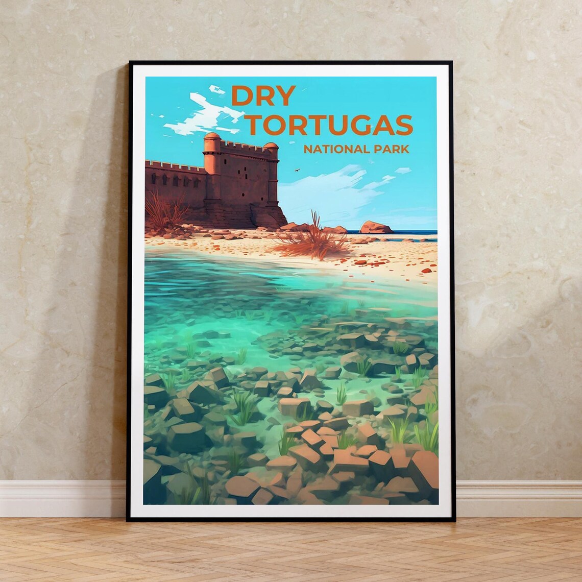 Dry Tortugas, Florida Travel Poster, Fort Jefferson
