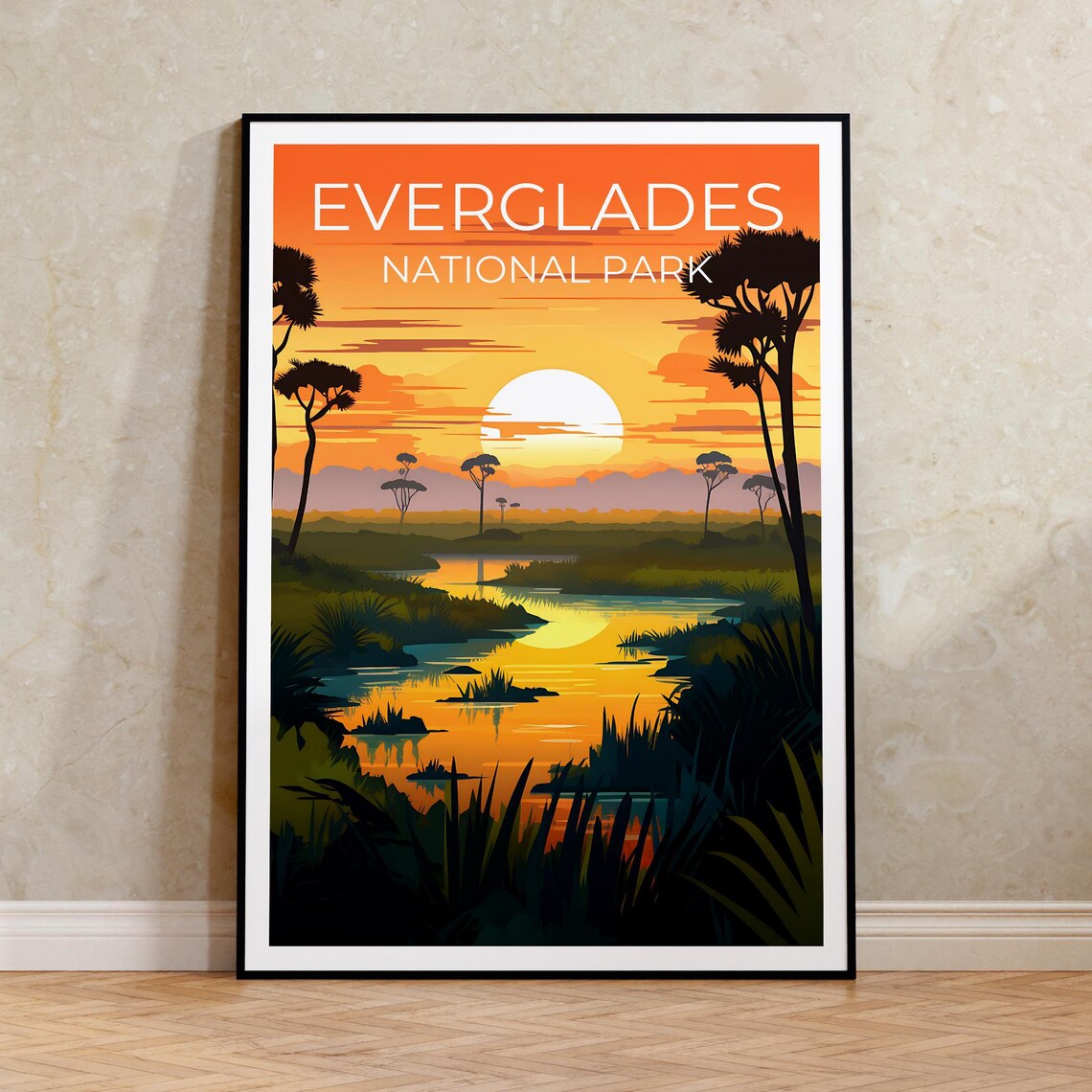 Everglades Travel Poster, Florida Wilderness Art Print