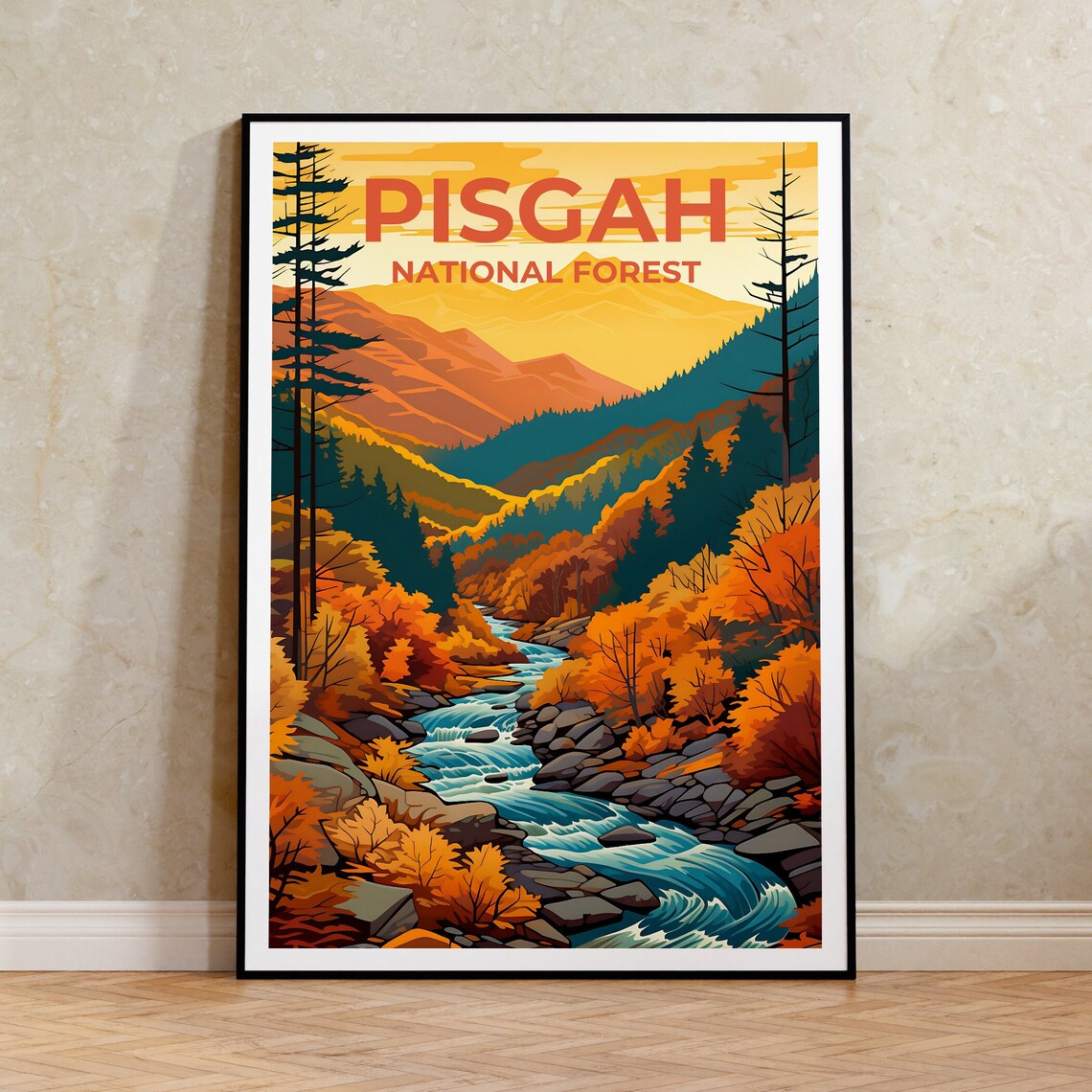 Pisgah, North Carolina Travel Poster, Appalachian Mountains