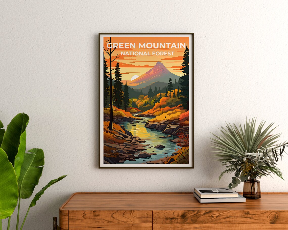 Green Mountain Vermont Nature Wall Art Print - Image 3