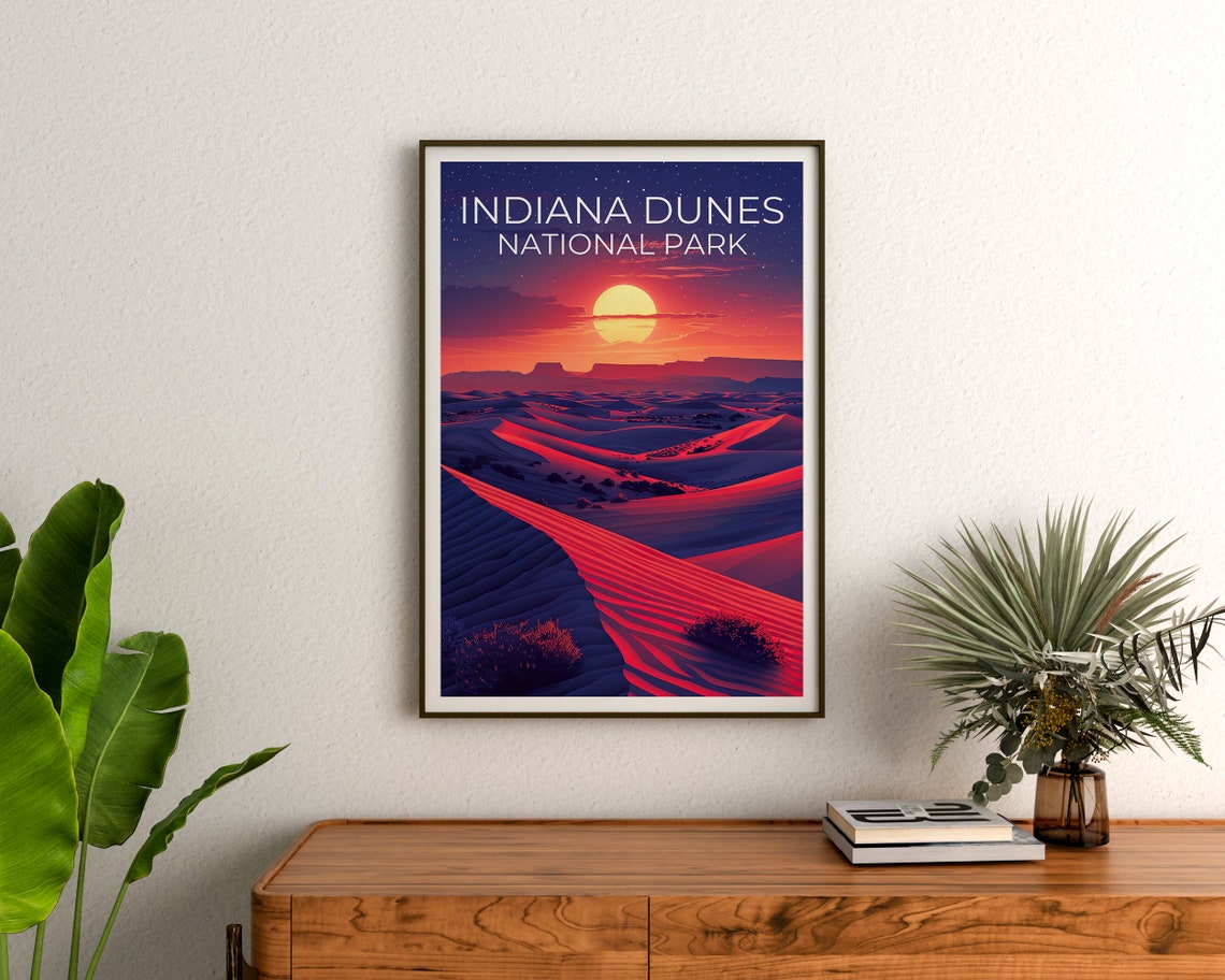 Indiana Dunes National Park Sunset Dune Ridges Starry Sky Art Poster - Image 3