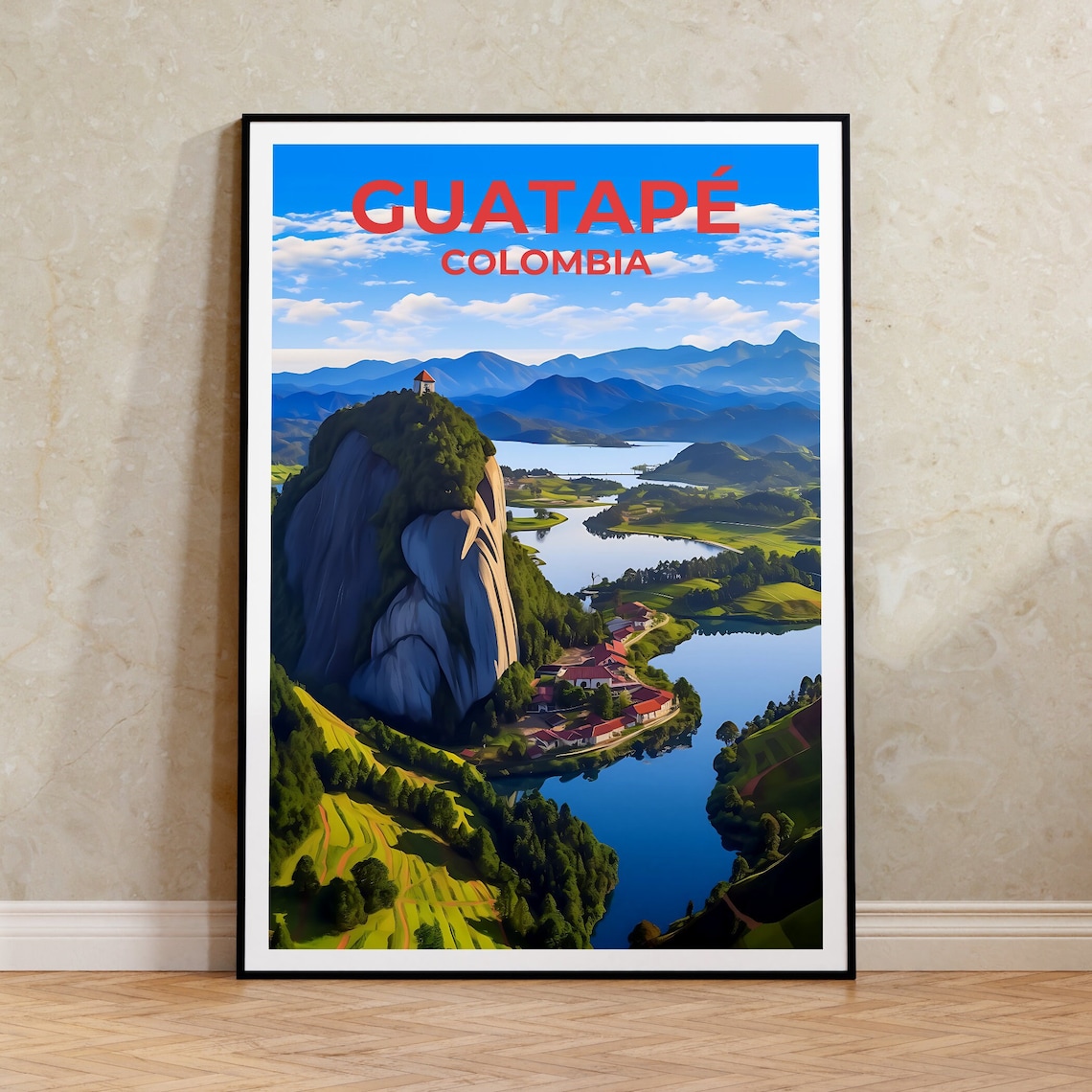Guatapé Colombia El Peñón Rock Lake Vista Aerial View Poster