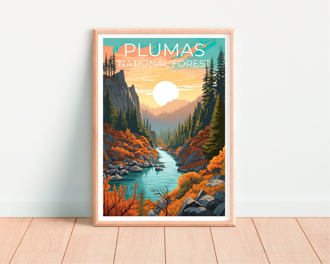 Plumas National Forest Autumn River Canyon Sunset Golden Valley Poster - Image 4