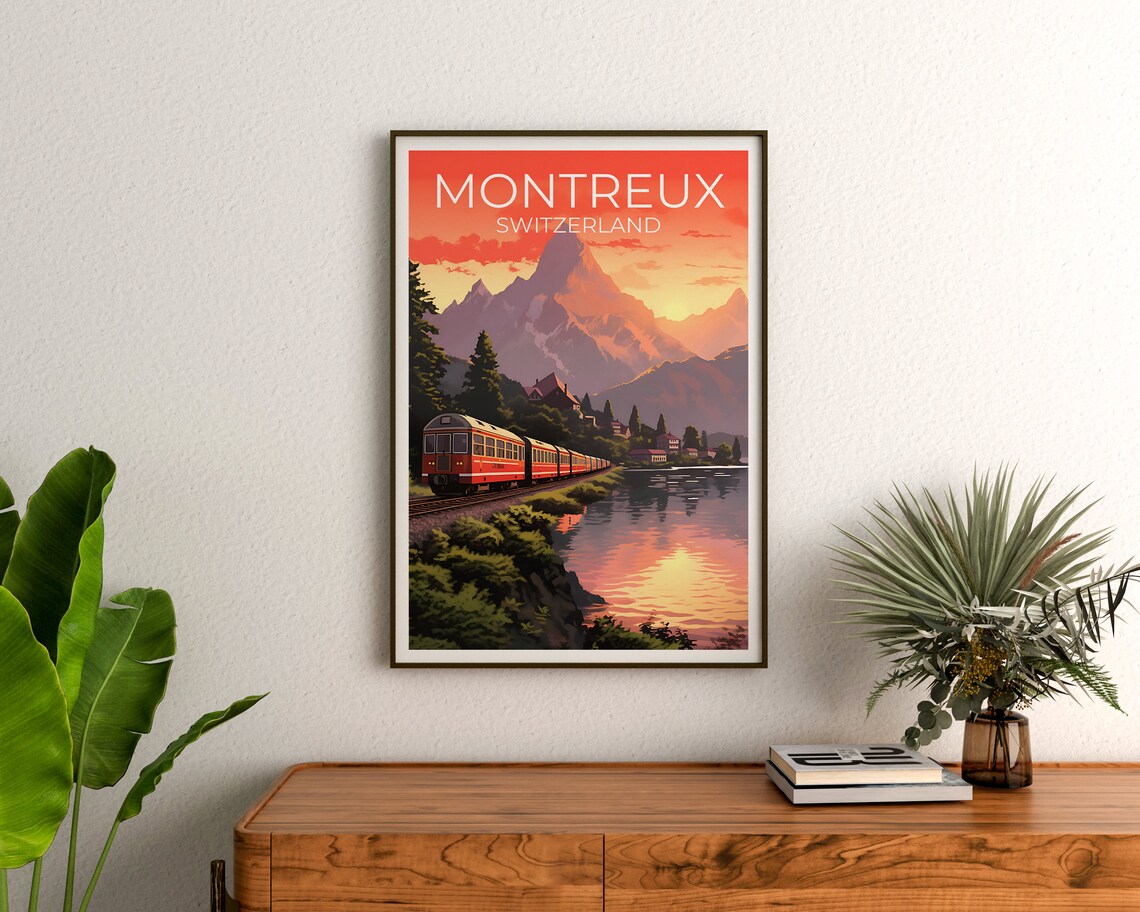 Montreux Travel Poster, Switzerland City Art Print - Image 3