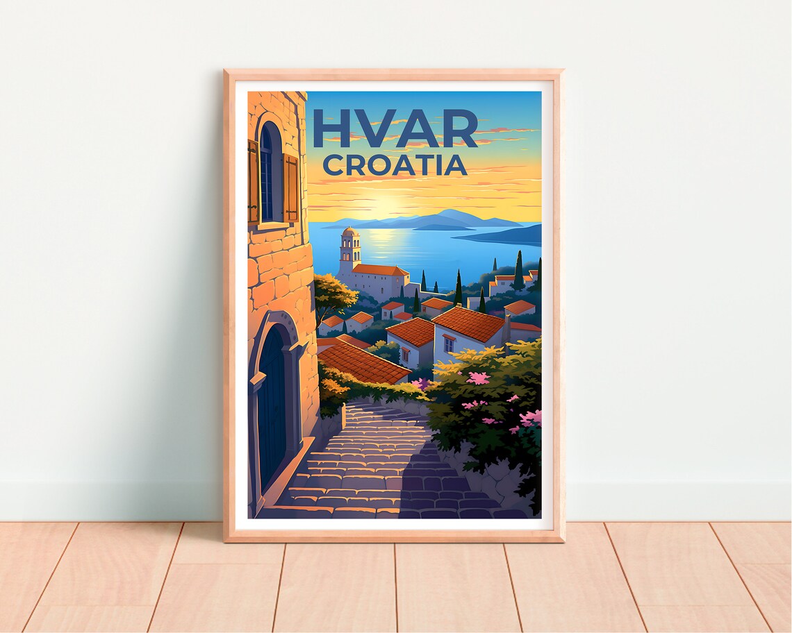 Hvar Croatia Travel Poster, Europe Wall Art Print - Image 4