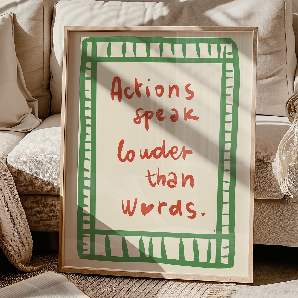Bold Motivational Quote Print Actions Speak Louder Than Words Wall Art For Office Living Room Or Classroom Decor