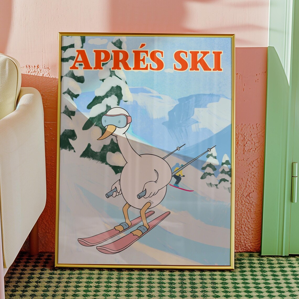 Apres Ski Goose, Winter Skiing Humor Art Print - Image 2