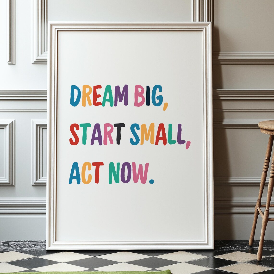 Dream Big Start Small Act Now Colorful Lettering Quote Poster - Image 2